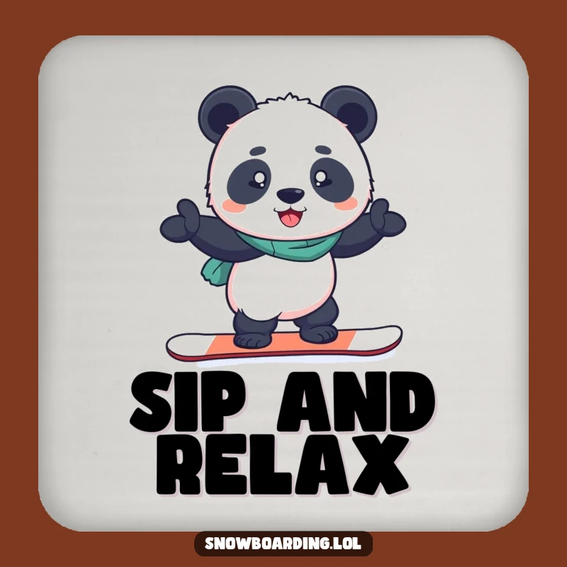 Funny Snowboard Panda Coasters: Protect Surfaces with Determined Laughs
