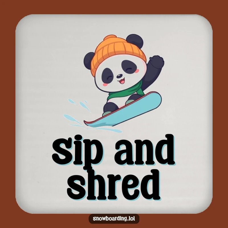 Funny Panda Snowboard Flip Drink Coaster - Protect Surfaces with Hilarious Style