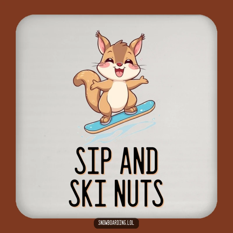 Funny Giggling Squirrel Snowboarder Coasters: Protect Surfaces with Rodent Giggles
