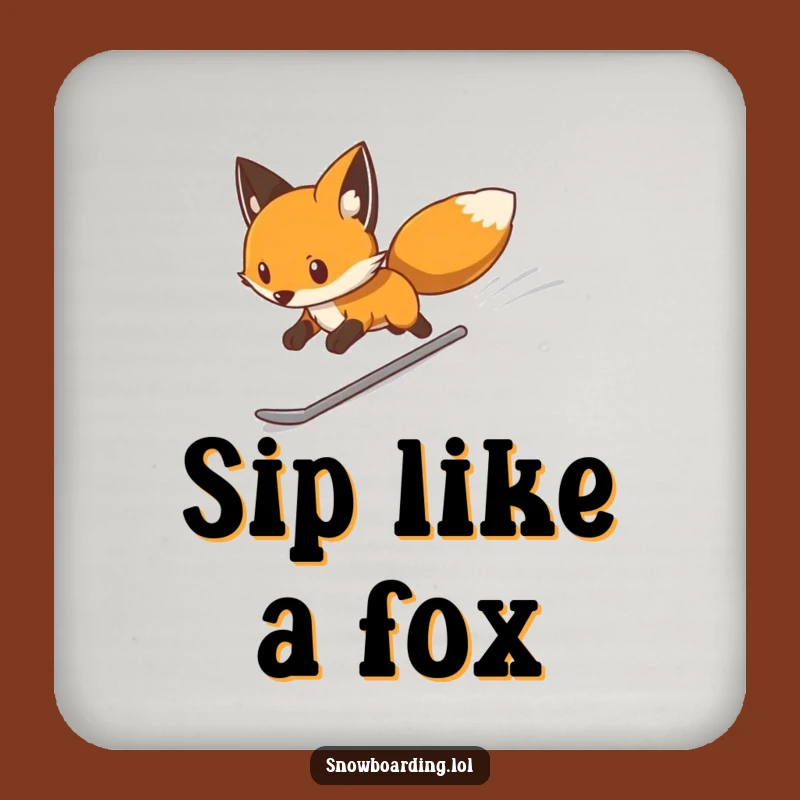 Funny Determined Fox Snowboard Coasters (Set of 4): Protect Surfaces with Hilarious Gifts!