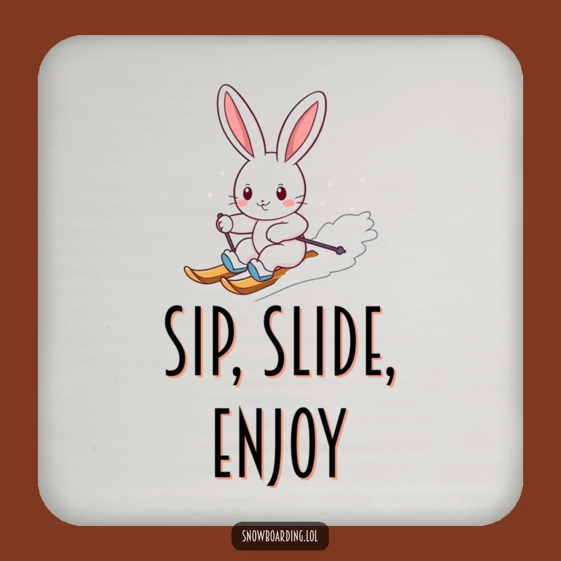 Funny Drink Coasters: Bunny Snowboarding Carves - Protect Surfaces with Fun