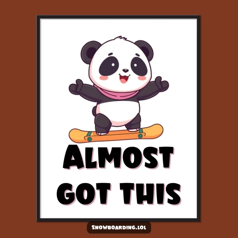 Funny Panda Snowboard Poster: Hilarious Wall Art for Snowboard Enthusiasts