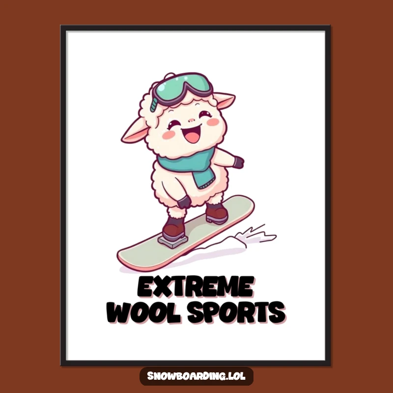 Funny Giggling Sheep Snowboard Poster: Hilarious Wall Art for Ski Enthusiasts