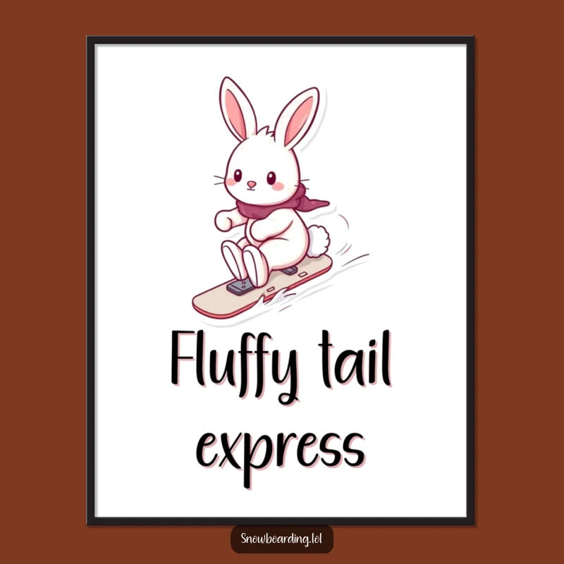 Funny Playful Bunny Snowboard Poster: Cute Wall Art & Perfect Hilarious Gift!