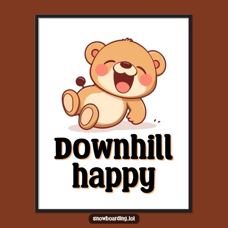 Funny Bear Cub Tumble Poster: Joyful Wall Art, Hilarious Playful Decor Gift