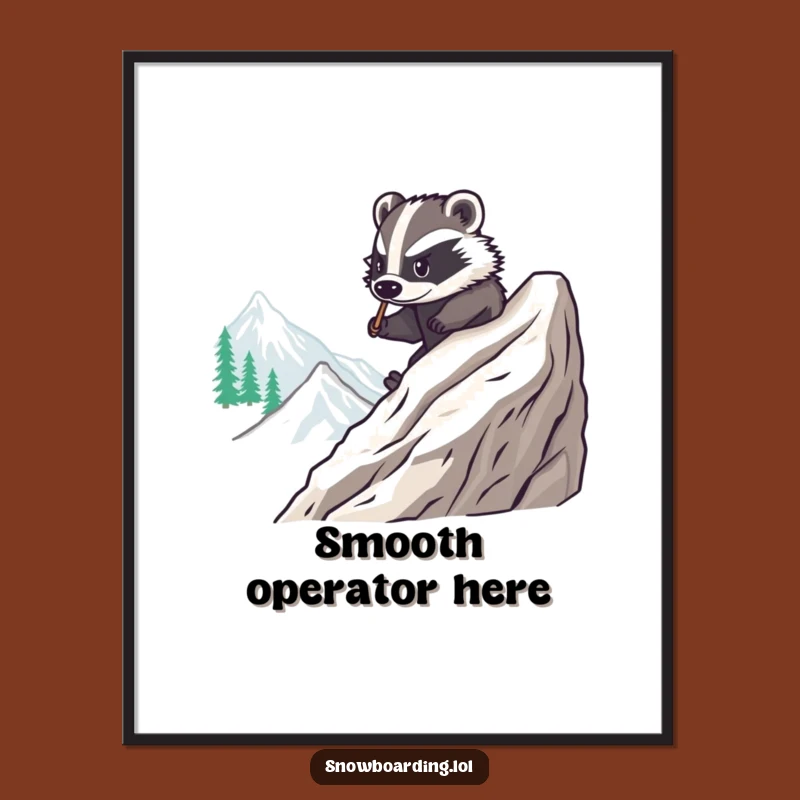 Funny Brave Badger Snowboard Poster: Hilarious Wall Art & Perfect Gift for Riders!