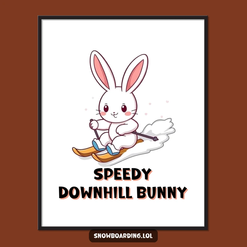 Funny Bunny Snowboarding Poster: Cheerful Carves - Hilarious Winter Wall Art