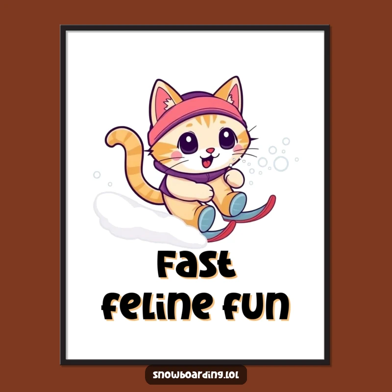 Funny Cat Snow Zoomie Poster - Hilarious Wall Art for a Purrfectly Amused Home