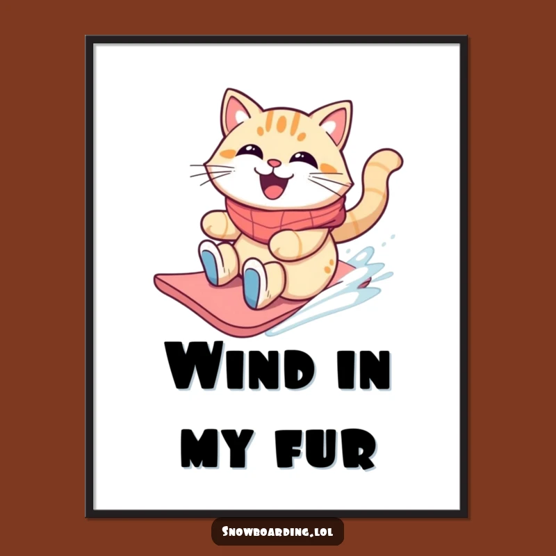 Funny Cat Snowboarder Poster: Wild Art for a Perfect Gift
