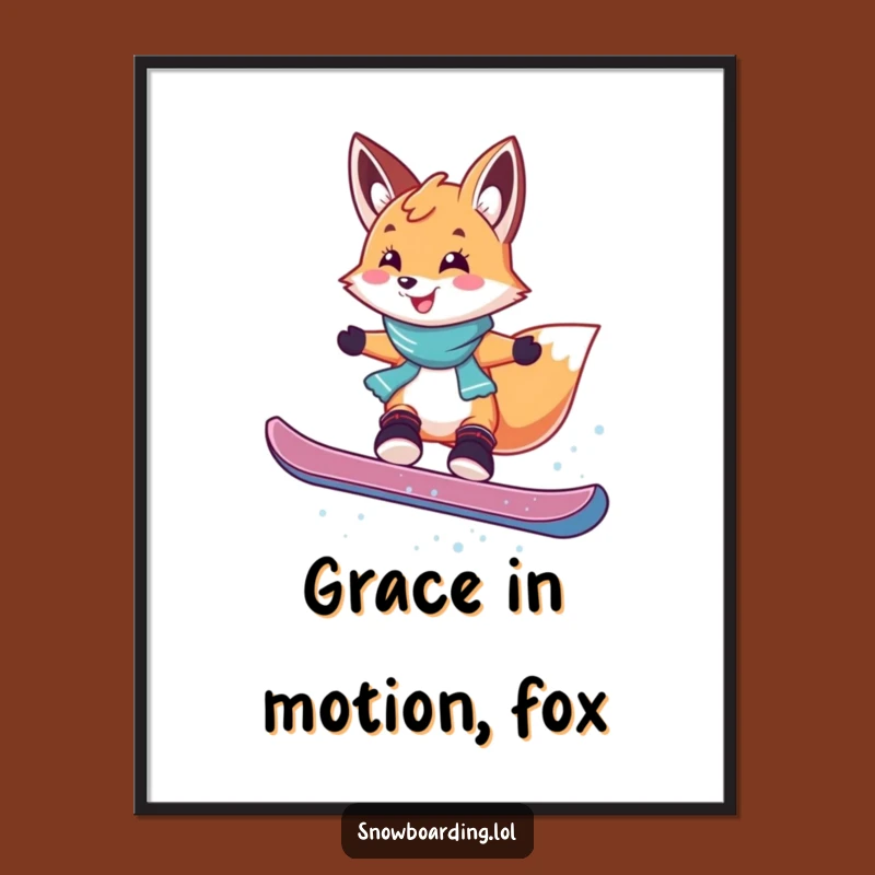 Funny Fox Snowboarding Poster: Playful Jump - Hilarious Winter Wall Art