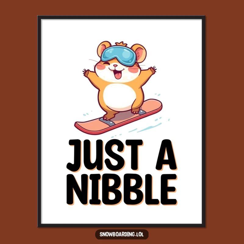 Funny Giggling Hamster Snowboarding Poster: Joyful Wall Art for Winter Lovers
