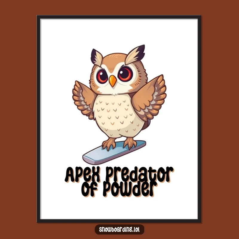 Funny Owl Snowboard Poster - Cool Winter Art for Your Walls