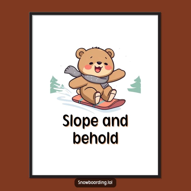 Funny Snowboard Bear Poster: Bring Hilarious Winter Vibes to Your Walls