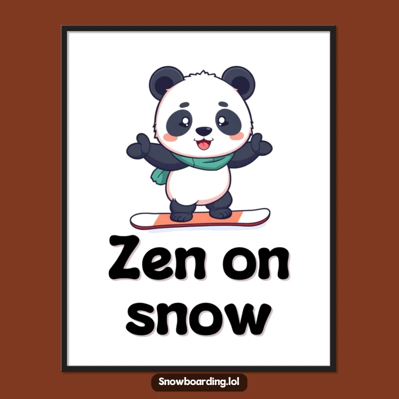 Funny Snowboard Panda Poster: Bring Determined Winter Vibes to Your Walls
