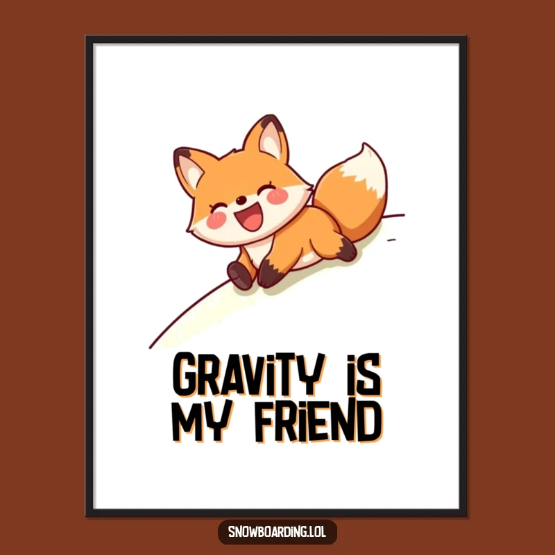 Funny Fox Belly Slide Poster: Bring Joyful Vibes with this Hilarious Animal Art