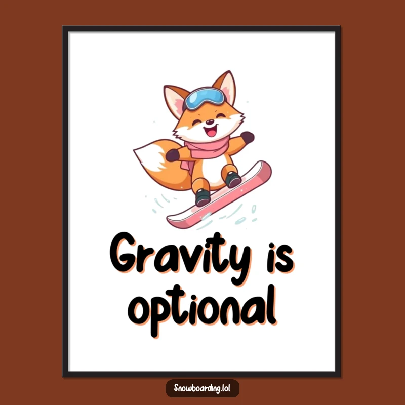 Funny Fox Snowboarder Poster: Extreme Art for a Perfect Gift