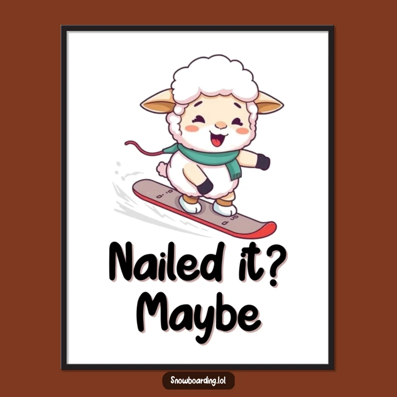Funny Sheep Snowboard Poster: Hilarious Art for Snow Lovers & Sheep Fans