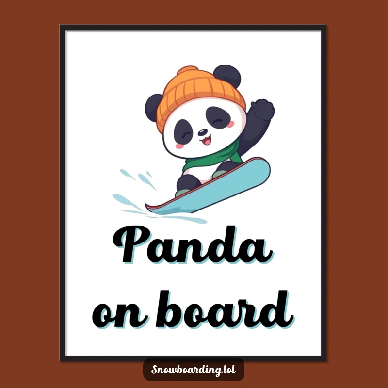 Funny Panda Snowboard Flip Poster - Hilarious Wall Art for Instant Cheer