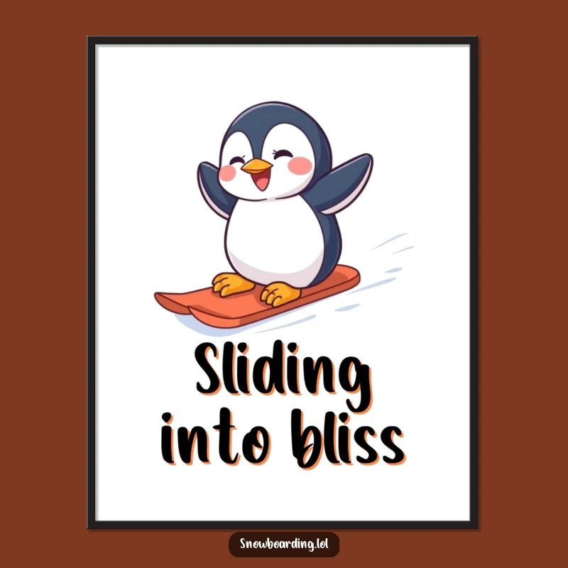 Funny Penguin Snowboarder Poster: Joyful Arctic Vibes for a Perfect Gift