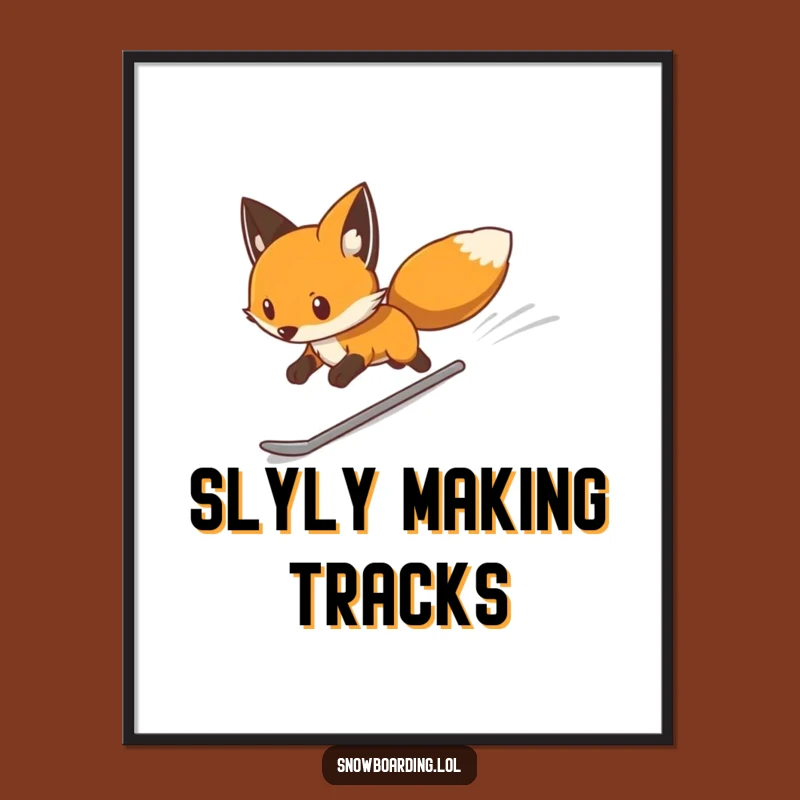 Funny Determined Fox Snowboard Poster: Sleek Wall Art & Perfect Hilarious Gift!