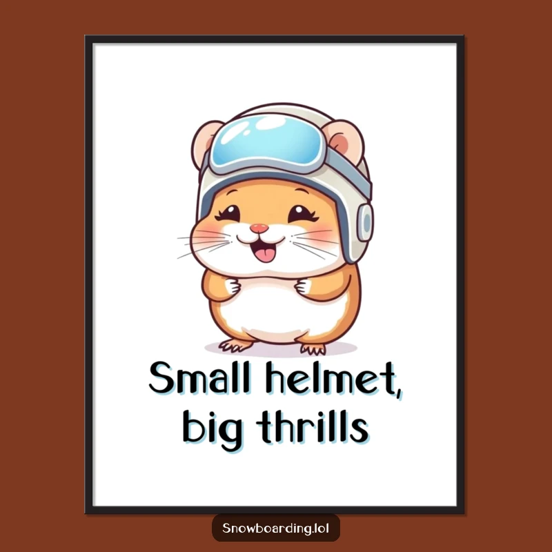Funny Hamster Snowboarder Poster: Giggling Adventure Art, Great Funny Gift!