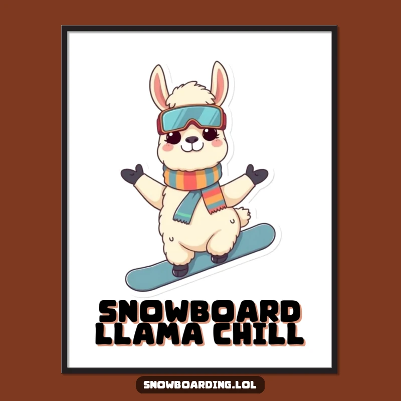 Funny Llama Snowboarder Poster: Cool Alpaca Art for Your Winter Wonderwall