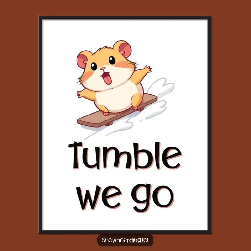 Funny Hamster Snowboard Poster: Comical Wall Art for Winter Enthusiasts