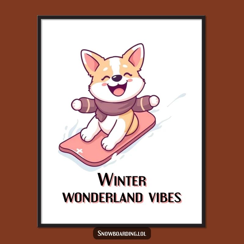 Funny Snowboarding Dog Poster: Bring Winter Excitement Home