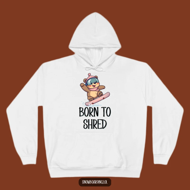 Cozy Funny Bear Snowboarding Hoodie: Warm Gift for Grinning Adventurers