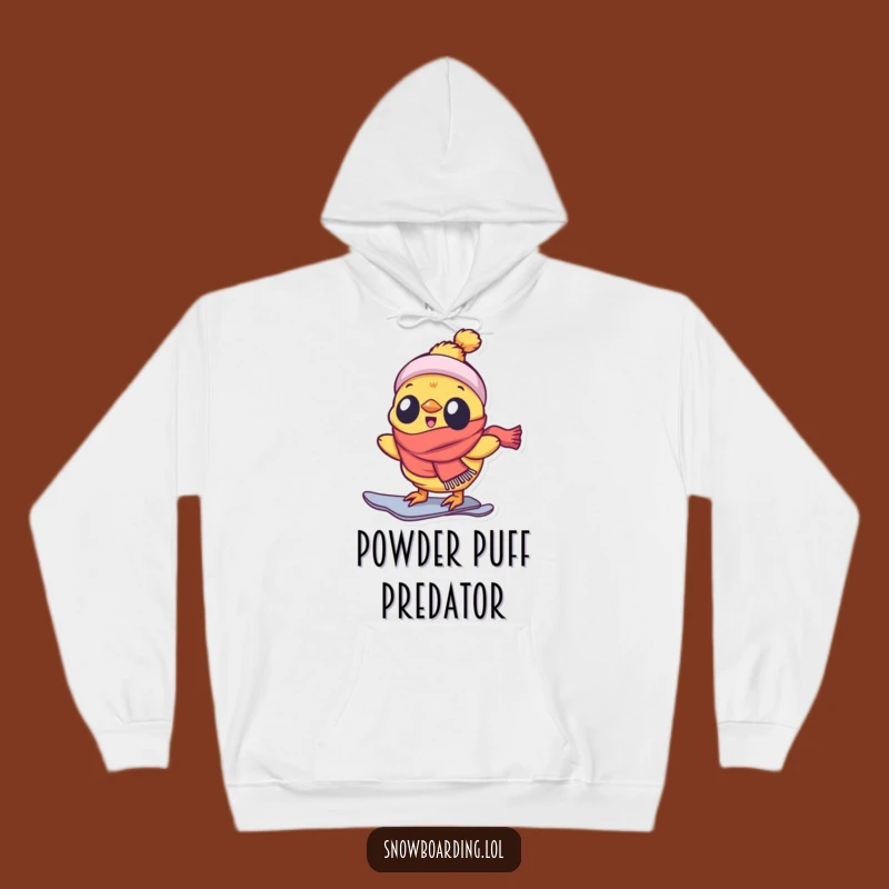 Cozy Funny Chick Hoodie, Enthusiastic Snowboarder Design for Winter Comfort