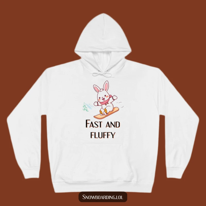 Cozy Funny Rabbit Snowboarding Hoodie: Warm Gift for Cheerful Riders