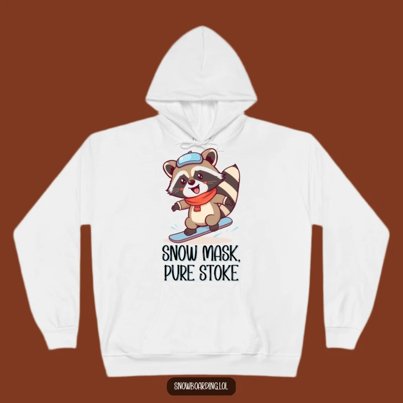 Funny Raccoon Snowboard Glee Hoodie - Cozy Winter Warmth and Humorous Style