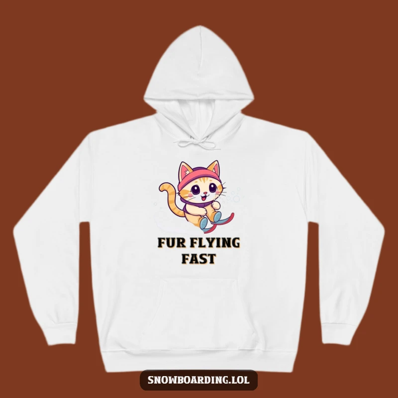 Funny Cat Snow Zoomie Hoodie - Cozy & Hilarious Winter Wear for Cat Fans