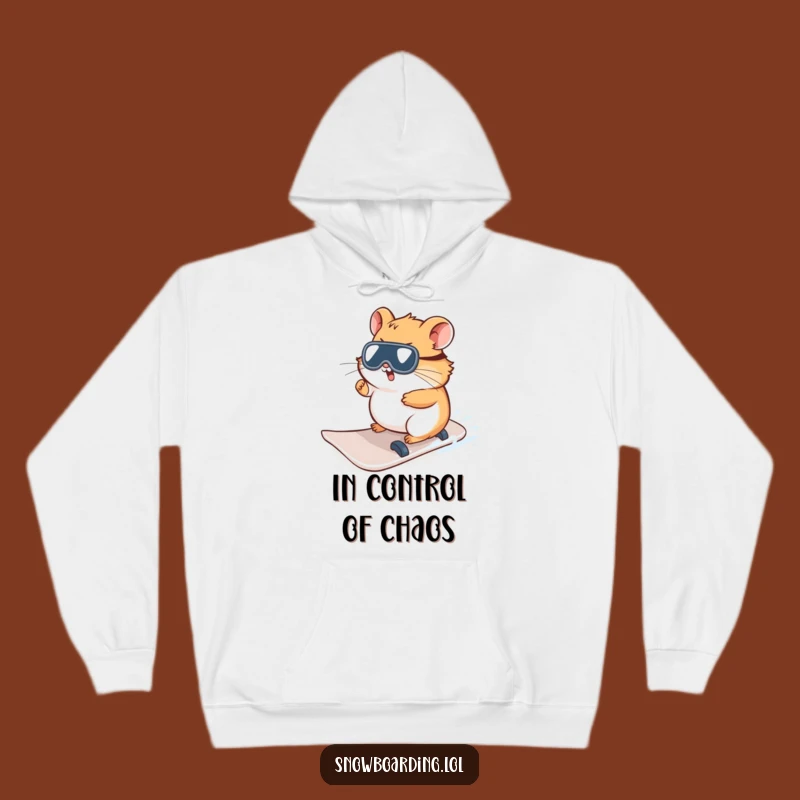 Funny Hamster Snowboard Steering Hoodie - Cozy Comfort with a Quirky Twist