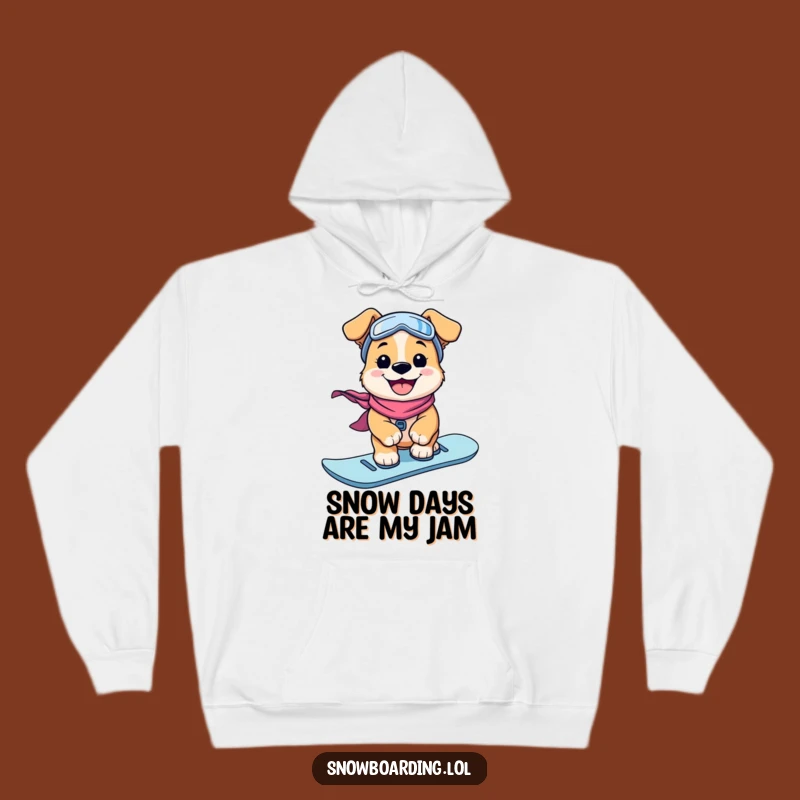 Funny Puppy Snowboarder Hoodie: Cozy Grinning Dog, The Ultimate Funny Gift!