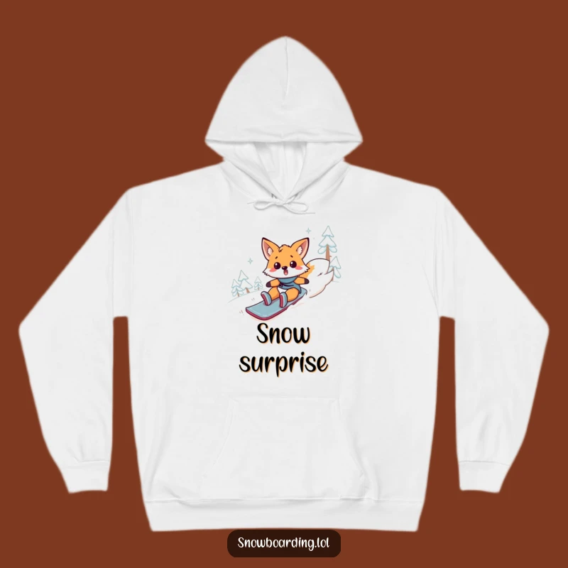 Funny Fox Snowboard Fail Hoodie: Surprised Animal Tumbling, Cozy Comedy Wear, Gift