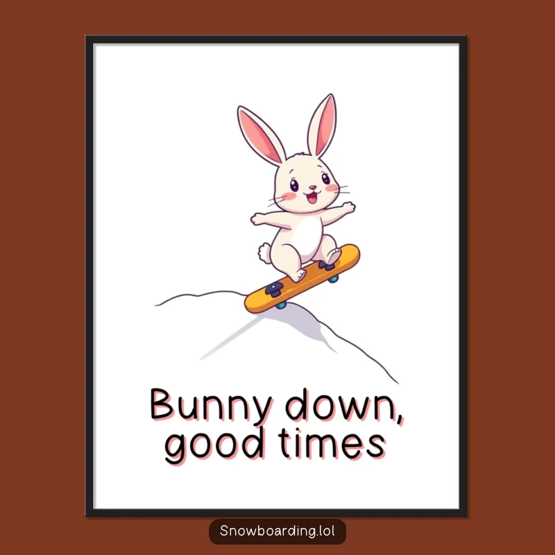 Free Printable Funny Wall Art: Bunny Downhill Boarder Decor
