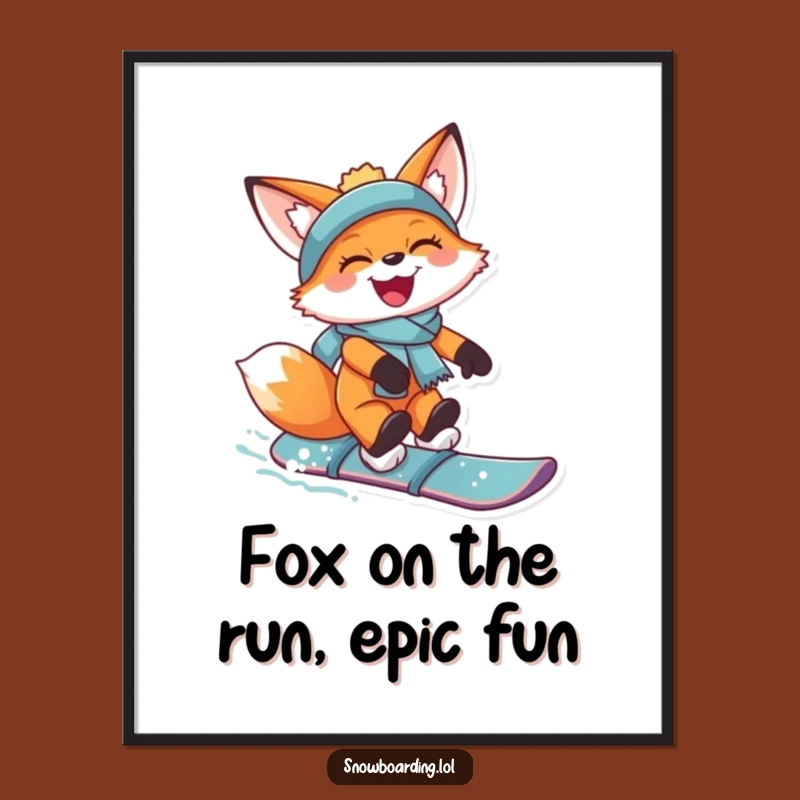 Dynamic Free Printable Wall Art: Snowboarding Fox, Extreme Action Poster