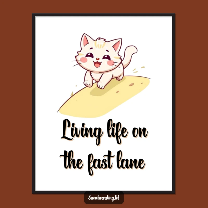 Free Printable Cat Art: Speedy Hill Zoom Downloadable Wall Decor