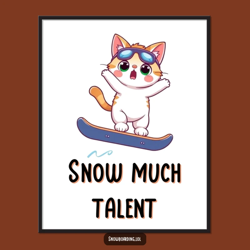Free Printable Cat Snowboard Art - Funny Downloadable Wall Decor