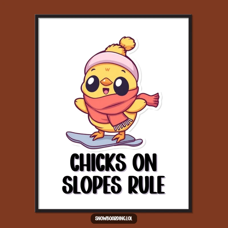 Free Printable Snowboarding Chick Wall Art - Funny Downloadable Decor Gift!