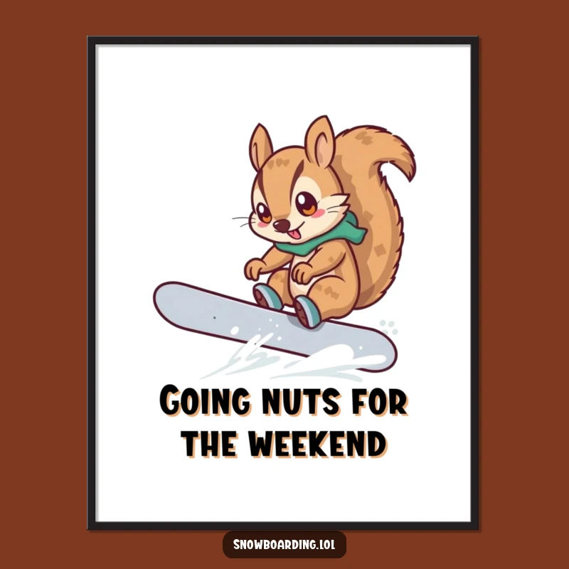Free Printable Squirrel Wall Art: Snowboard Trick Downloadable Decor
