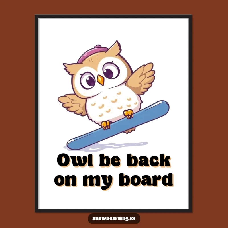 Free Printable Startled Owl Snowboard Art - Funny Downloadable Decor