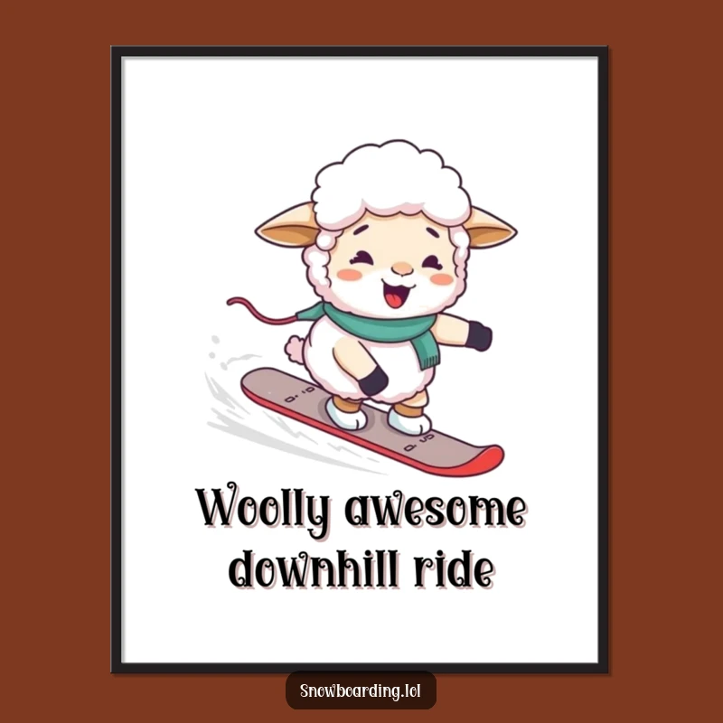 Free Printable Wall Art: Giggling Sheep Awkwardly Snowboarding
