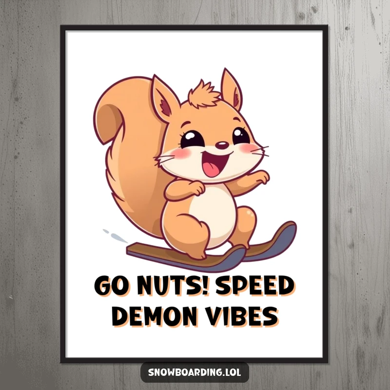 Funny Free Printable Wall Art: An overjoyed squirrel experiences pure bliss while speeding downhill.