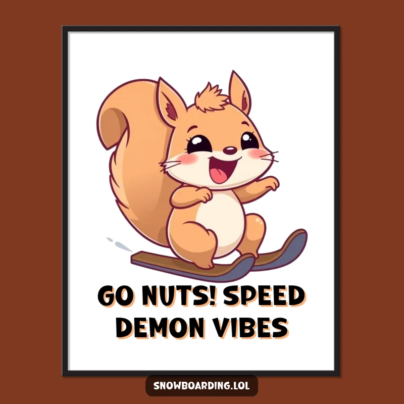 Free Printable Wall Art: Happy Squirrel Speeding Funny Downloadable Art