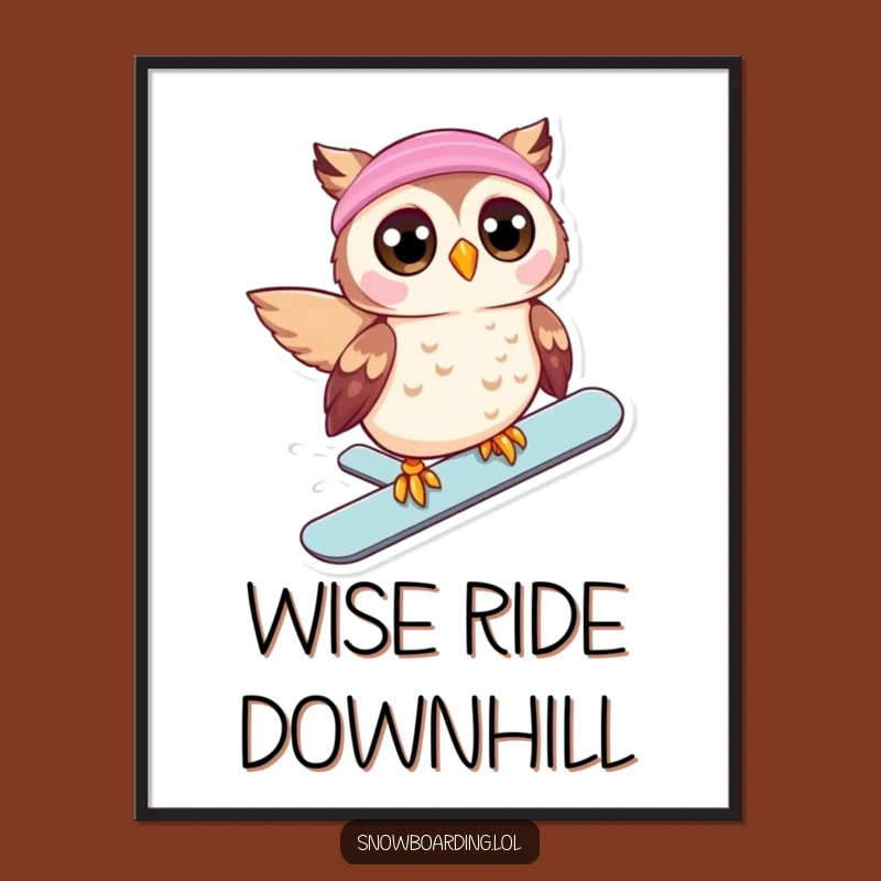 Funny Free Printable Wall Art: Owl Snowboarder, Hilarious Downloadable Decor