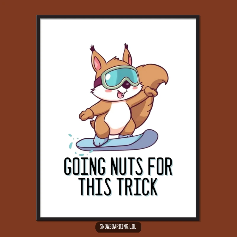 Free Printable Wall Art: Squirrel Snowboard Master - Humorous Downloadable Decor