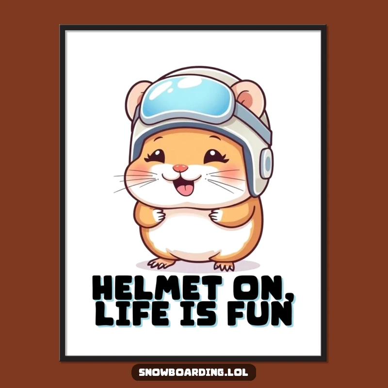 Funny Free Printable Wall Art: Giggling Hamster Snowboarder Downloadable Art