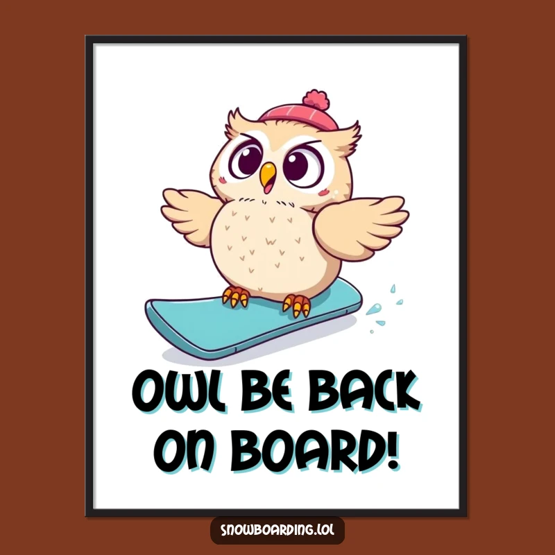 Free Printable Owl Snowboard Art: Funny Surprised Wall Decor Downloadable